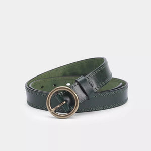 Round Buckle Leather Belt