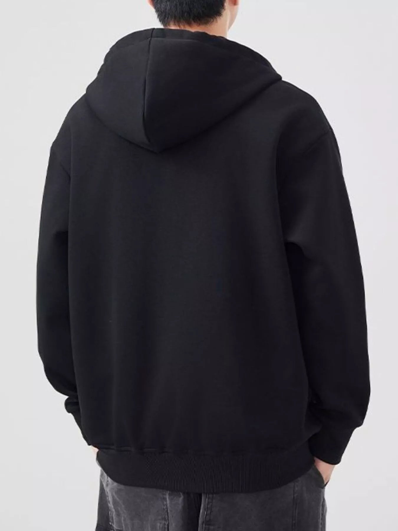 Men's Plus Size Solid Color Zip-Up Hoodie