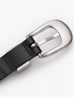 Leather Belt with Silver Buckle