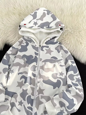 Men's Camo Print Zip-Up Hoodie