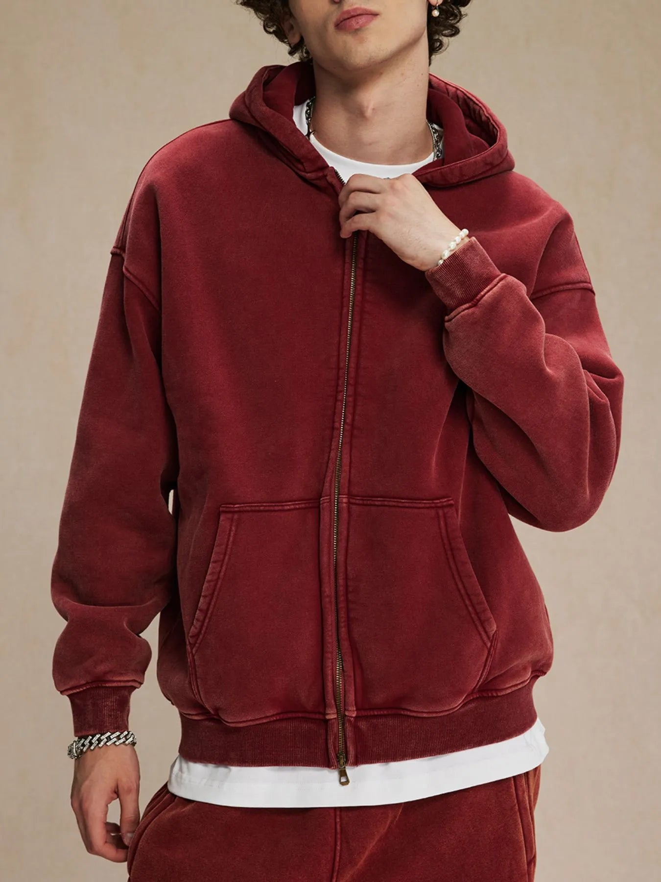 Men's Zip-Up Hoodie with Kangaroo Pocket