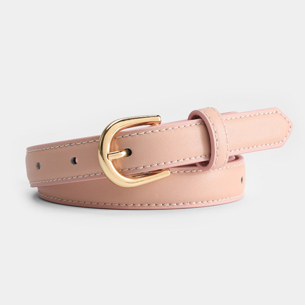 Leather Belt with Golden Buckle
