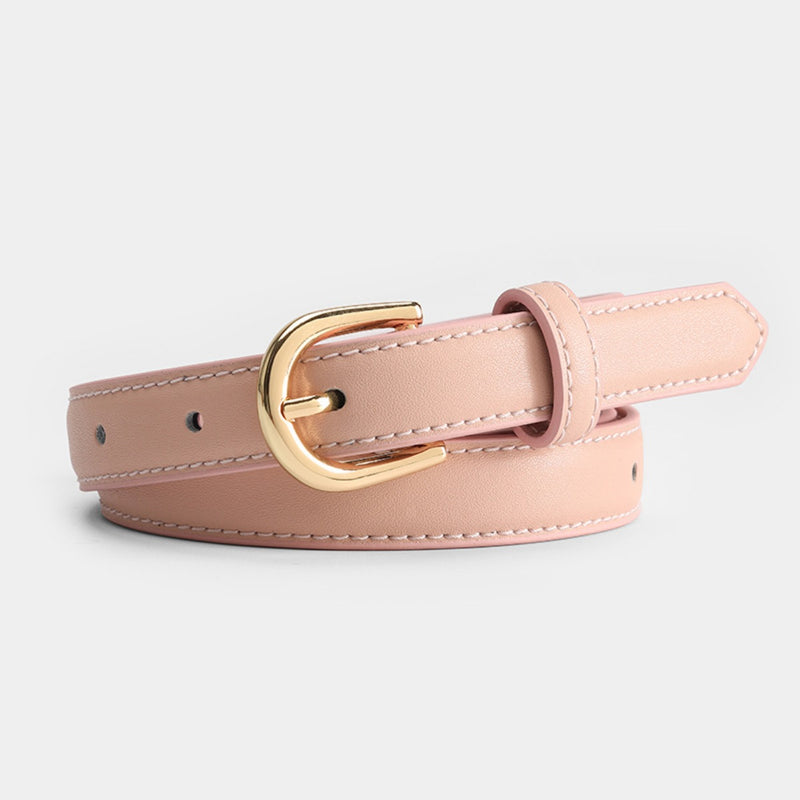 Leather Belt with Golden Buckle