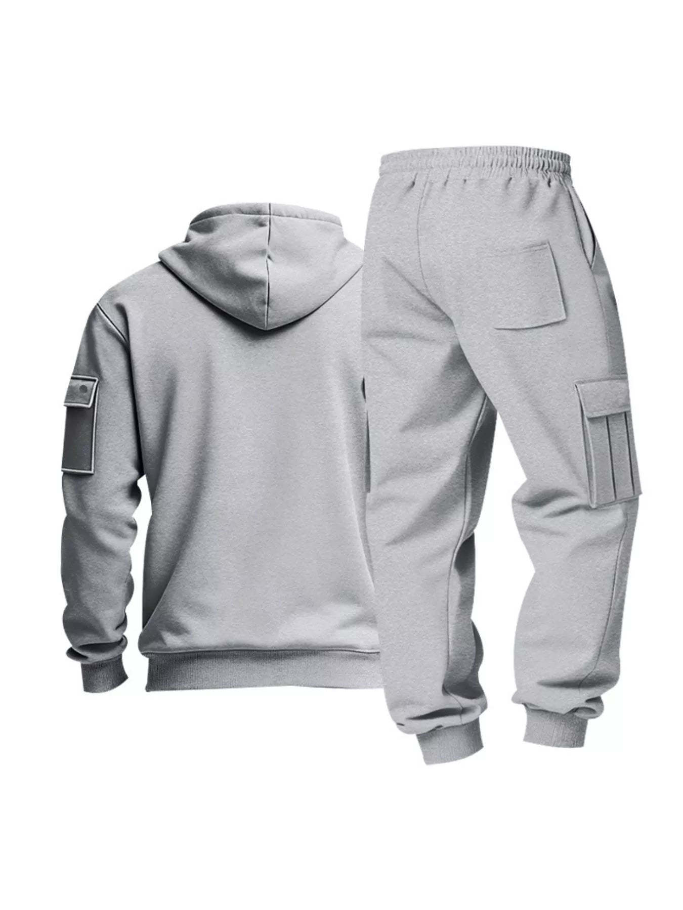 Men's Full Size Half Zip Hoodie and Cargo Pants Set Plus Size