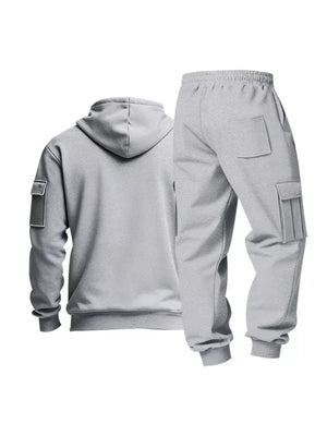Men's Full Size Half Zip Hoodie and Cargo Pants Set Plus Size