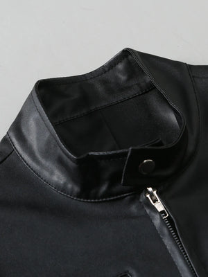Men's Full Size Zip Up Leather Jacket Plus Size