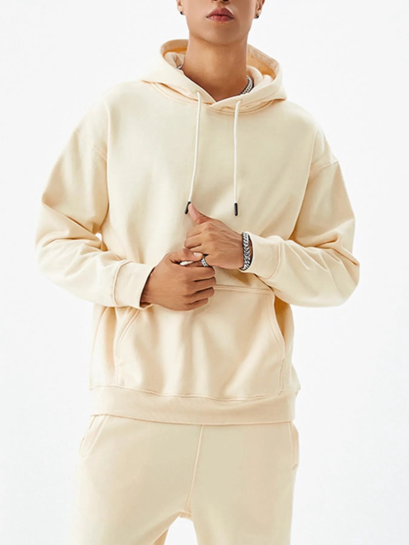 Men's Drawstring Kangaroo Pocket Long Sleeve Hoodie