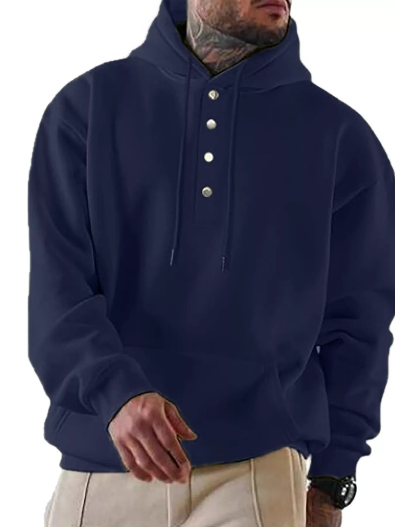 Men's Full Size Drawstring Kangaroo Pocket Hoodie Plus Size
