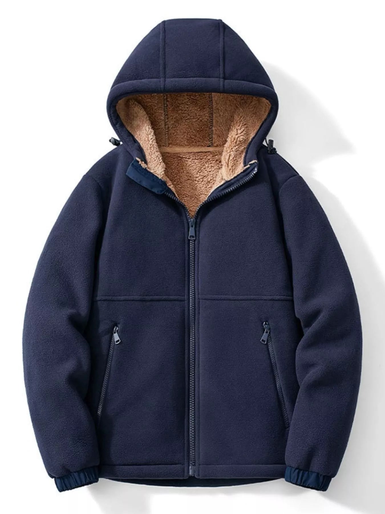 Men's Plus Size Warm Fleece Lined Zip-Up Hoodie