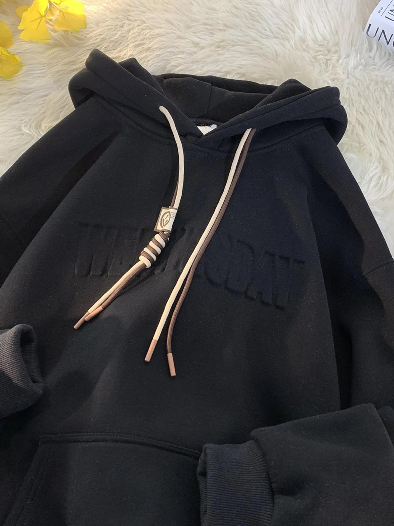 Men's Plus Size Letter Drawstring Long Sleeve Hoodie