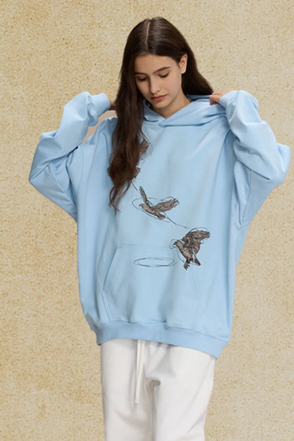 Men's Graphic Long Sleeve Hoodie with Kangaroo Pocket