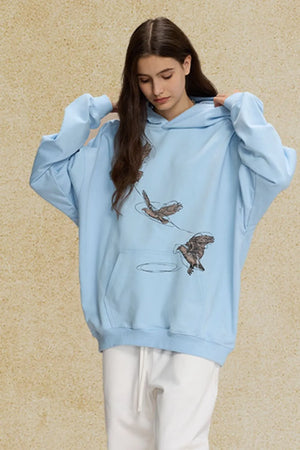 Men's Graphic Long Sleeve Hoodie with Kangaroo Pocket