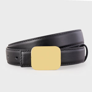 Leather Belt with Gold Buckle
