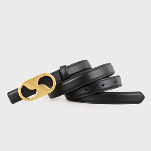Leather Belt with Golden Buckle