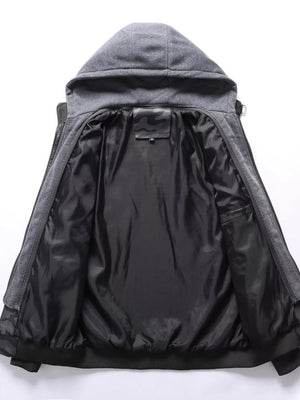 Men's Full Size Camouflage Hooded Faux Leather Jacket Plus Size